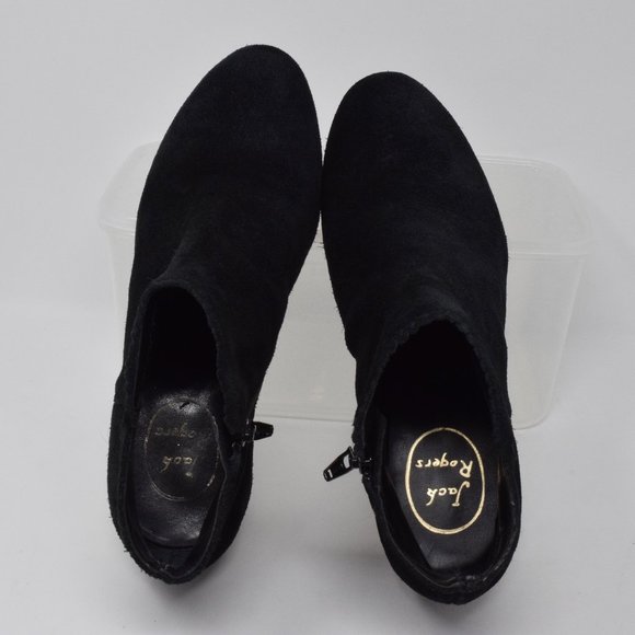 Jack Rogers Bailee Bootie Suede sz 7 Black Ankle Dark Academia - Picture 7 of 15